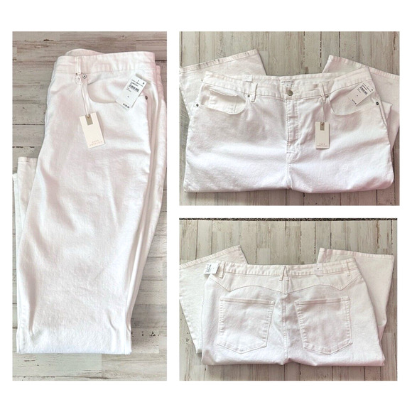 Good American Good Boy Straight Leg Jeans White Plus 24 Trendy Casual FLAW NEW - Picture 1 of 5